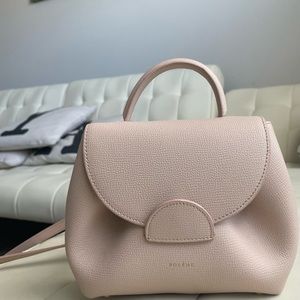 POLÈNE Paris number one nano bag NUDE TEXTURED LEATHER